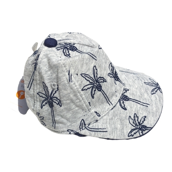 Gymboree Baby 0-6m Grey/Blue Palm Tree Hat w/ Elastic Back - Picture 5 of 8